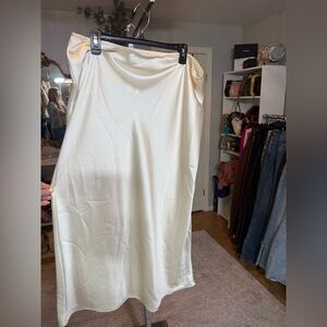 River Island Cream Satin Midi Skirt